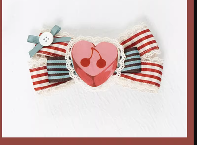 GD Lolita~Cherry Bear~Sweet Lolita Red Headdress Red Handmade Brooch  