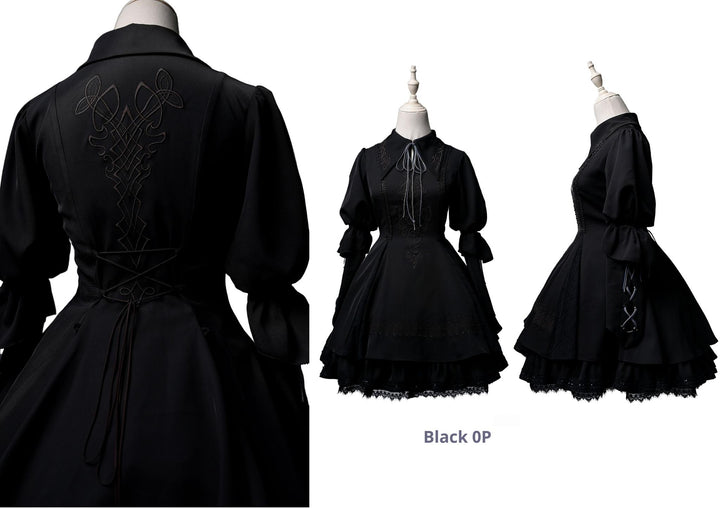 Wuyuzhe~Dragoon Knight 1.0 Version~Western Fantansy Style Suit Embroidery Dress Set Double-Sided Vest Free size Black embroidered OP only 