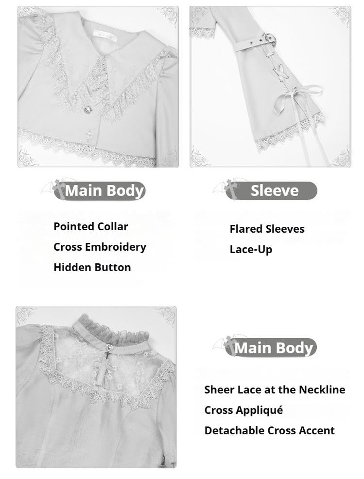 With PUJI - Letter and Poetry · Humanoid Robot - Silver Gothic Lolita Mermaid Skirt Set 43861:787594
