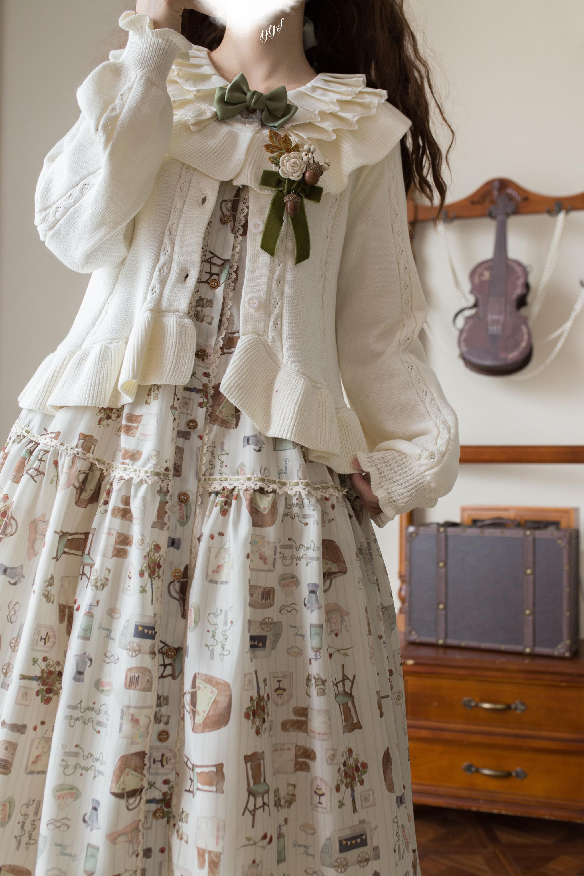 Hot Chocolate - Solid Lolita Cardigan, Ruffle Details 44516:811926