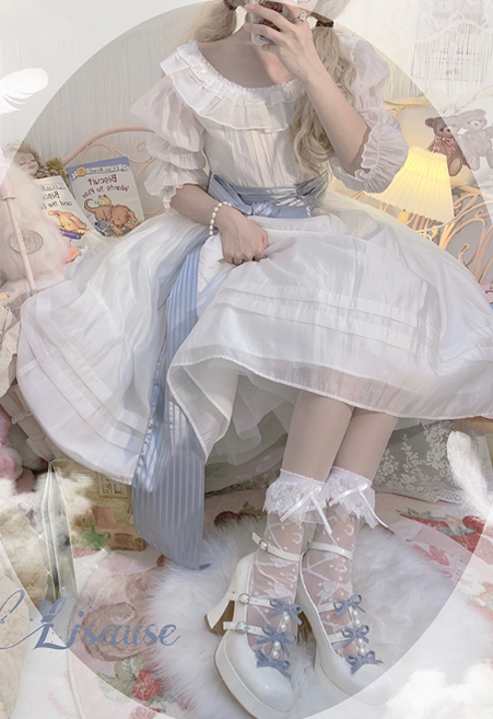 Pure Tea For Dream~Sweet Lolita Platform Pearl Bow Shoes 16296:217870