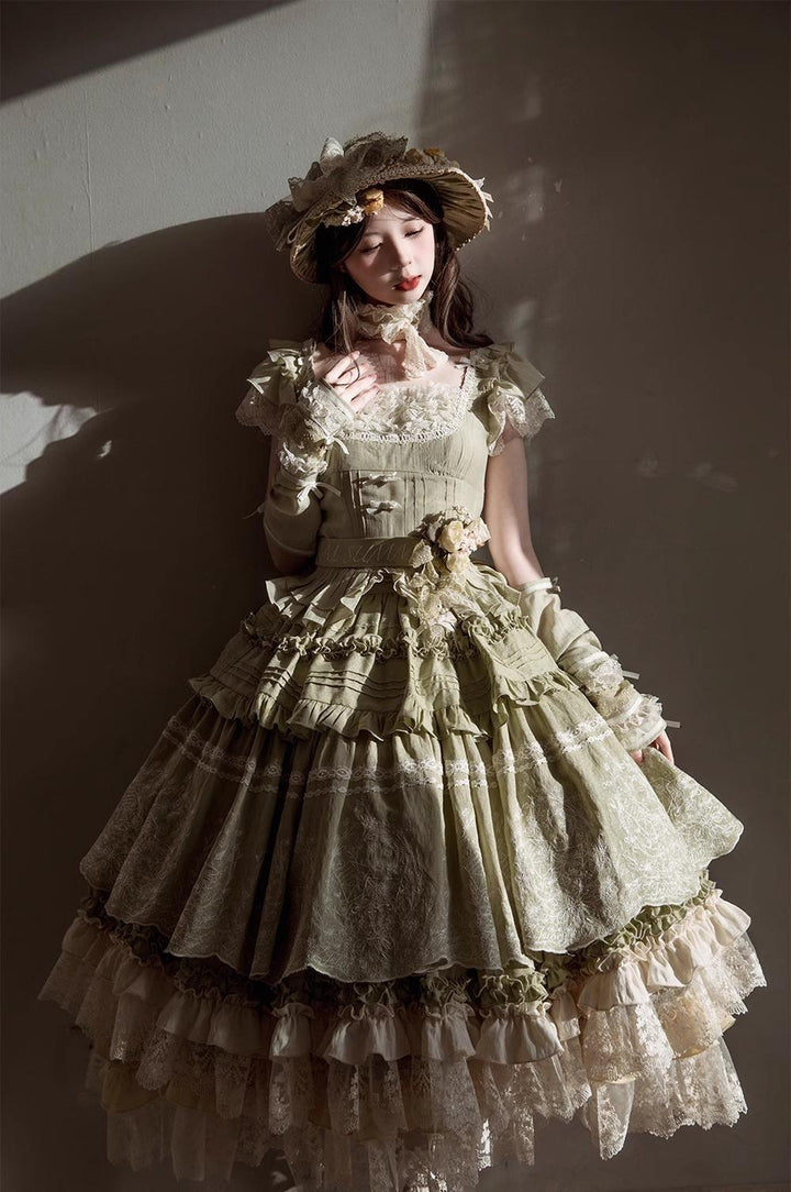 ZJstory~14-line Poem Set~Classic Lolita Separate Dress Set Tiered Ruffles Skirt 40728:674710