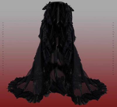 (BFM)Caged Bird Hotel~Reborn Ancient God~Gothic Lolita Shirt Plus Size Lolita Skirt Set S Black trailing 