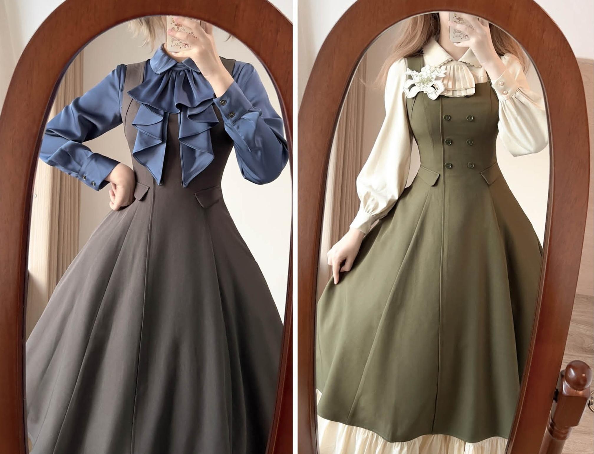 Forest Wardrobe - Foggy Forest - Elegant Lolita A-line JSK Dress, Side Pockets 44271:801676