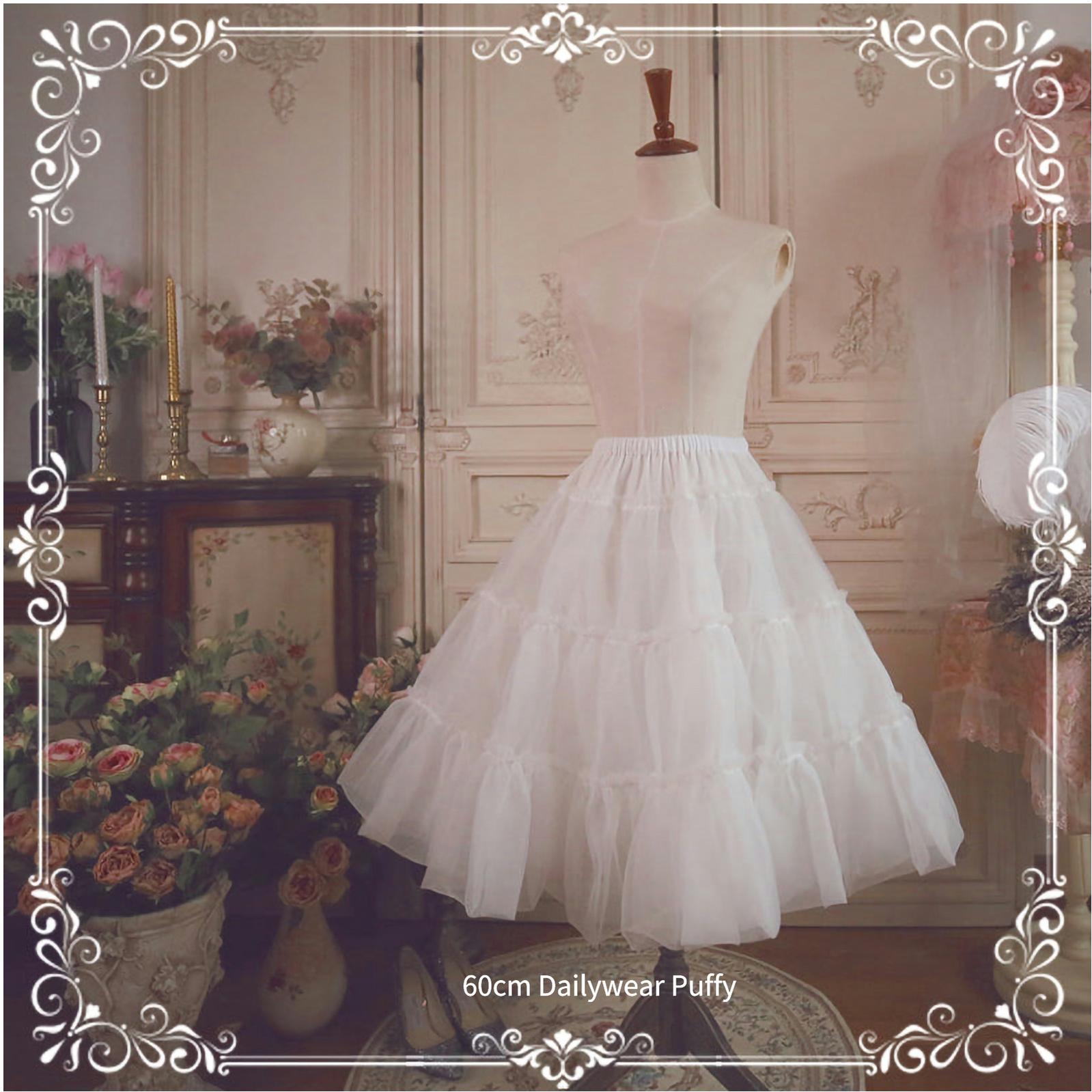 Aurora&Ariel - A Line Daily Wear Petticoat | 23.6" (60 cm), Cotton Lining (White) 4612:780232