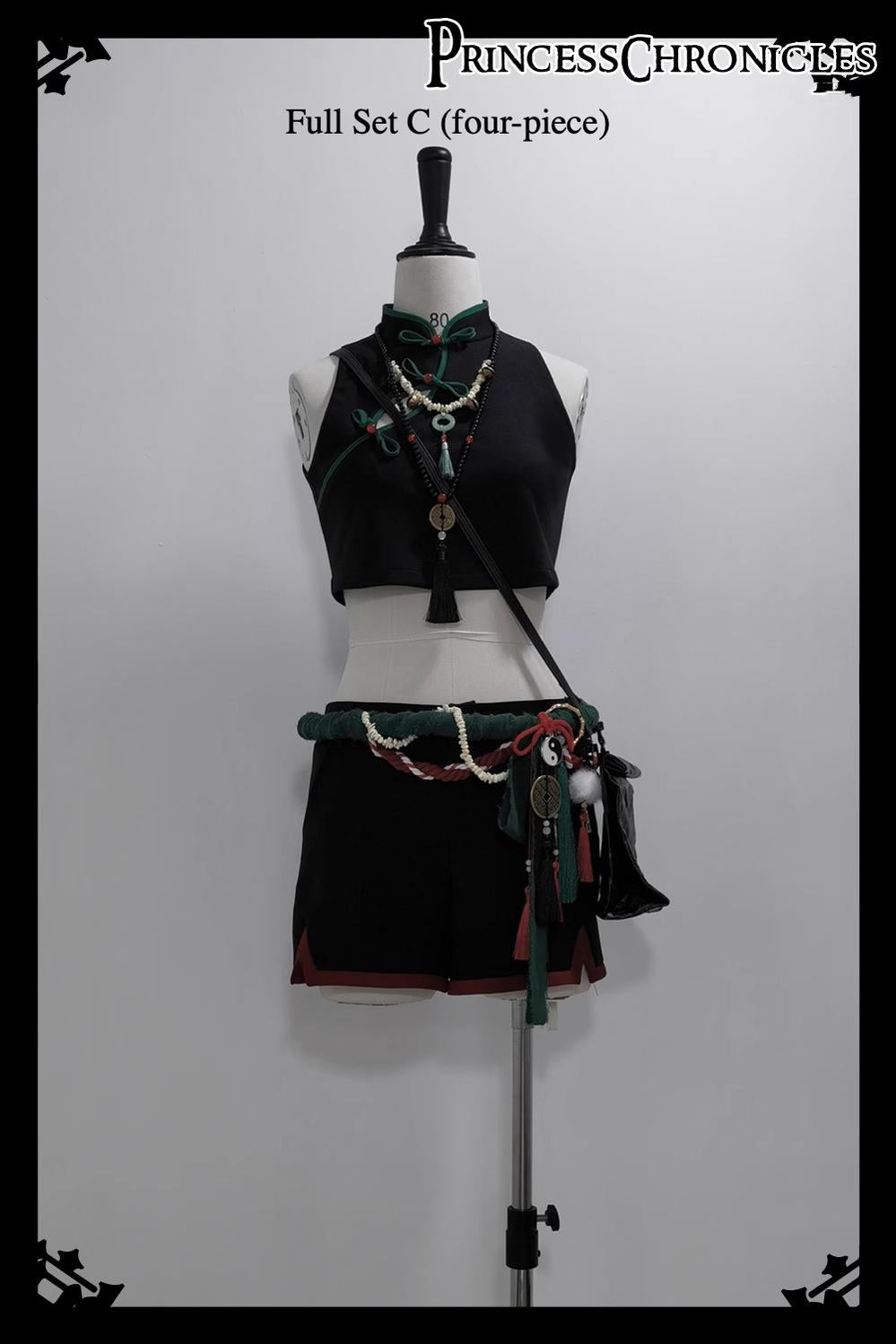 Princess Chronicles~Bamboo Panda~Han Lolita Shirt Full Set Chinese Style Unisex Set S Full Set C (4 pieces) 