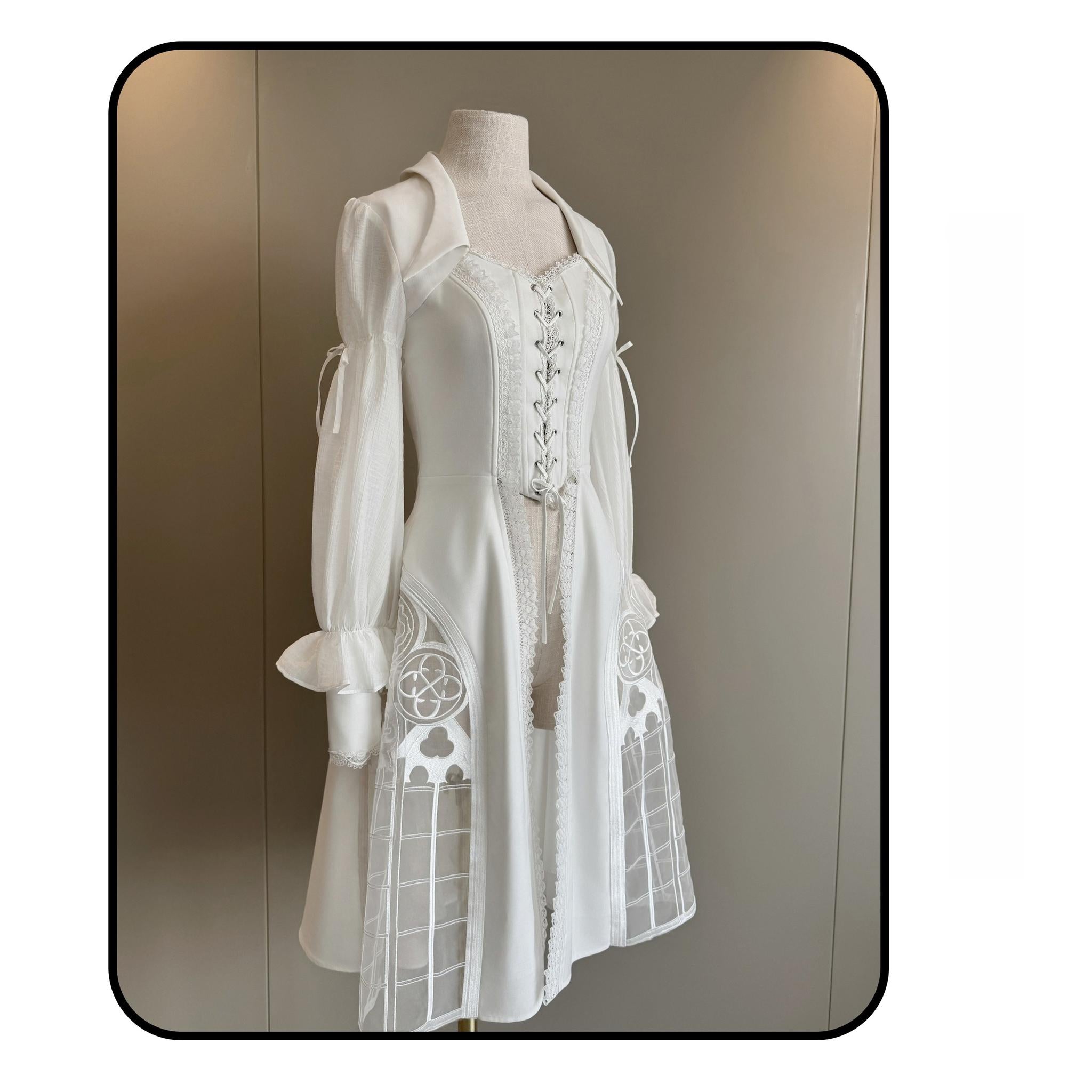 Susin Lolita - Night Traveler - Gothic Lolita Skirt Outfit Long Coat Shirt and Bustier Set 42118:727573