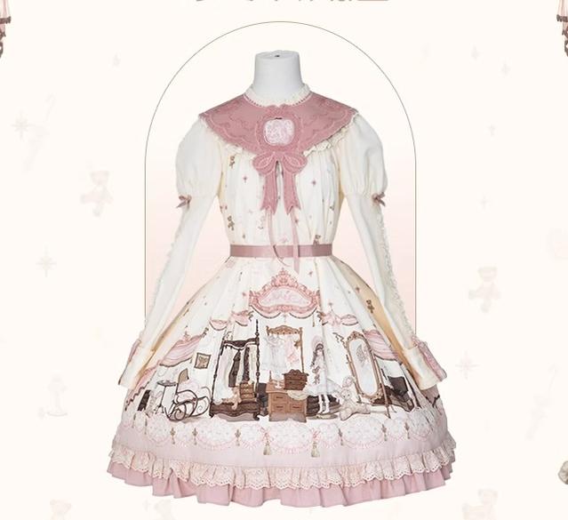 (BFM)Mademoiselle Pearl~Lovely Lolita Dress OP Cloak Blouse SK Set XS OP (Ivory Color) (L M S XL XS) 31460:362564