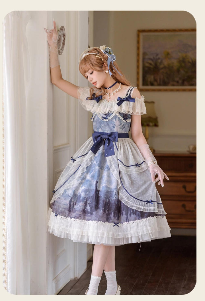 (BFM)Alice In Wonderland~Vintage Elegant Lolita JSK Dress Palace Style Summer Dress   