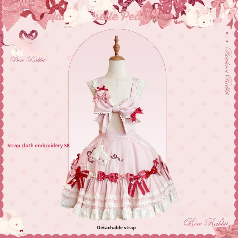 Mademoiselle Pearl~Bow Bunny~IP Collab Sweet Lolita OP Dress Bow JSK OP (L M S XL XS) 38022:578732