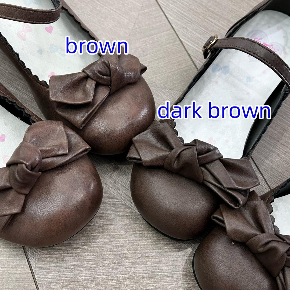 Sheep Puff~Kawaii Lolita Round Toe Mary Jane Shoes 35 dark brown low heel 