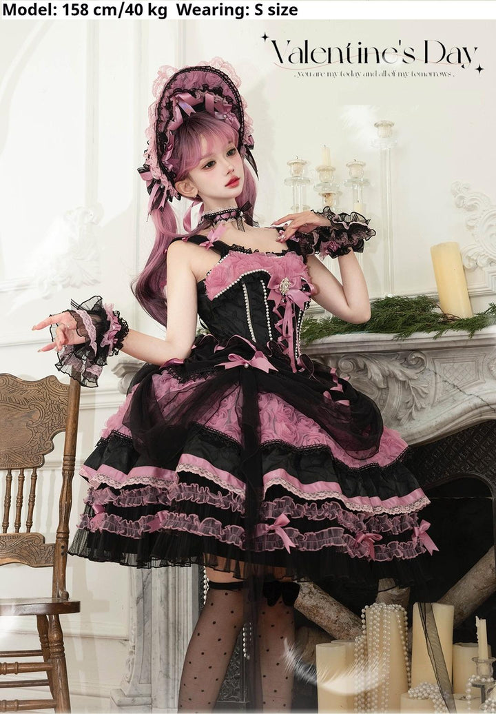 MieYe~Flowers Song~Classic Lolita JSK Dress Fishbone Dress with Tiered Skirt