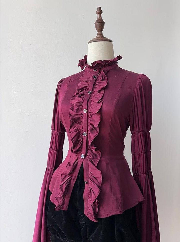 FlowerFairyDaily~Twilight Blessing~Gothic Lolita Blouse with Oversized Princess Sleeves