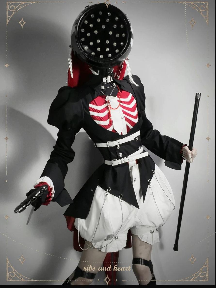 Ribs and Heart - Ouji Lolita Trailing Jacket & Ribs Embroidered Blouse Set 45781:862325