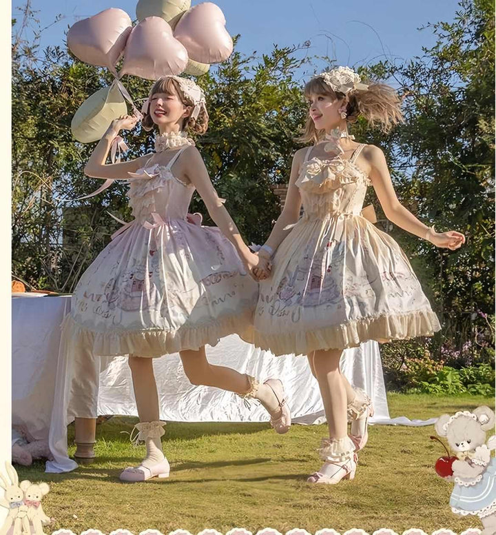 Mademoiselle Pearl~Wedding Cake~Sweet Lolita Dress Suit Printed JSK