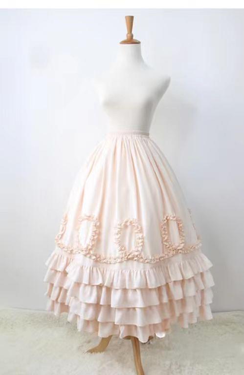 (BFM)Cha Cha CCK~Court Style Lolita Skirt Retro Cotton Petticoat M 68cm Apricot 