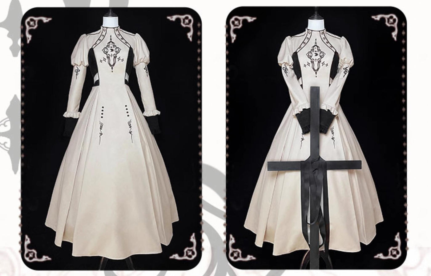 Letters from Unknown Star~Full Moon Charm~Gothic Lolita Long OP Dress Spring Autumn Wear   