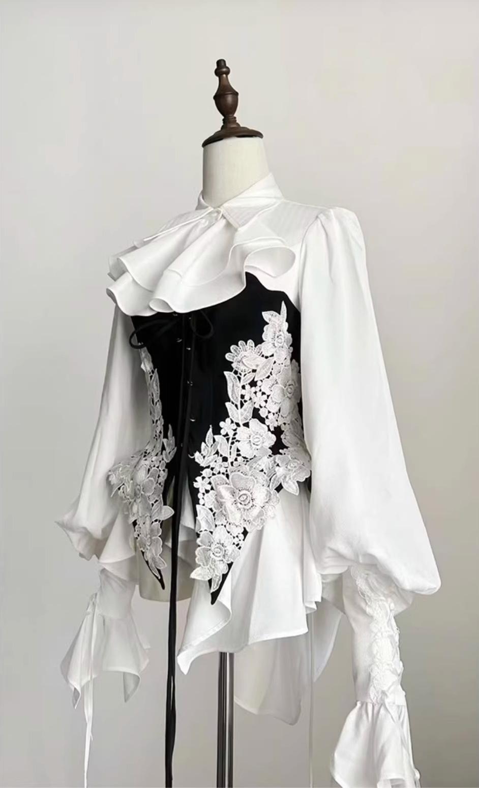 The Cage - Gothic Lolita Fishbone Bodice, Embroidered Appliqués