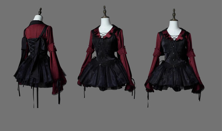 Wuyuzhe~Wolf Hunter~Gothic Lolita SK Set Halter Overskirt Cape Vest   