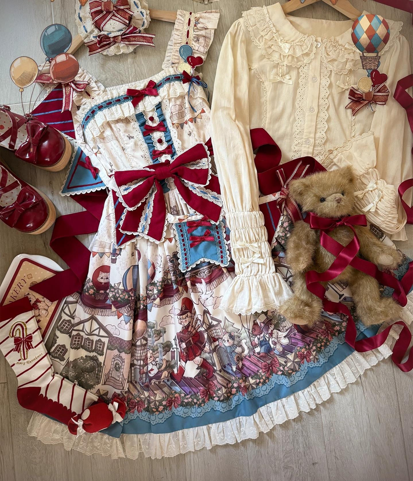Urtto - Flower Street Parade - Kawaii Lolita JSK Dress, Circus Print