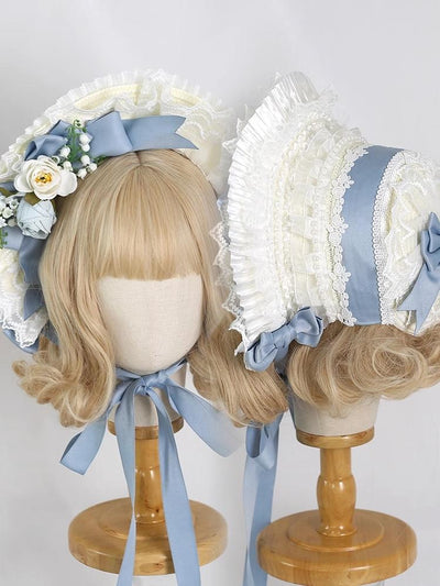 Xiaogui~Elegent Lolita Bonnet Bows Straw Hat   