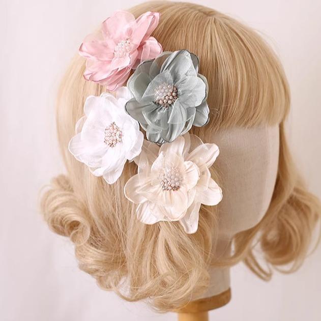 Xiaogui - Elegant Lolita Headdress Organza Flower Hairpin