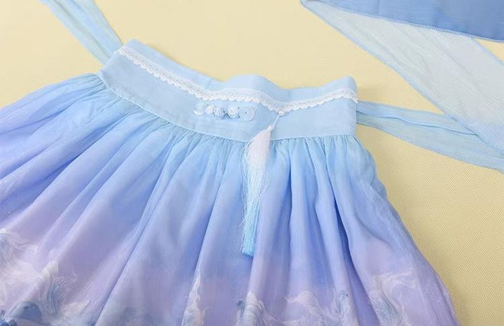 (BFM)EdenLost~Lotus Fish~Wa Style Goldfish Lolita SK Blue Skirt   