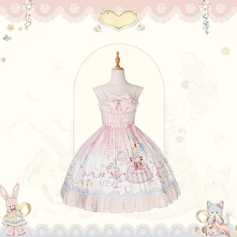 Mademoiselle Pearl~Wedding Cake~Sweet Lolita Dress Suit Printed JSK (L M S XL XS) 41400:695322