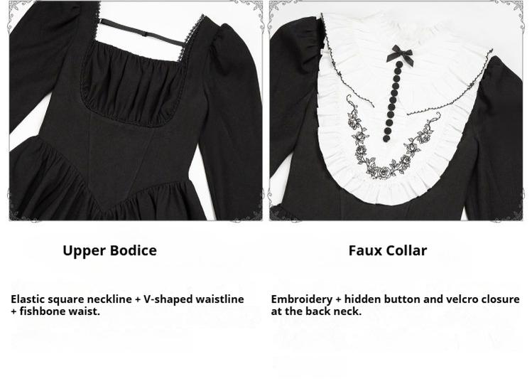 Audrey's Reply - Classic Lolita Square Neck OP, Detachable Embroidered Collar 44901:828438