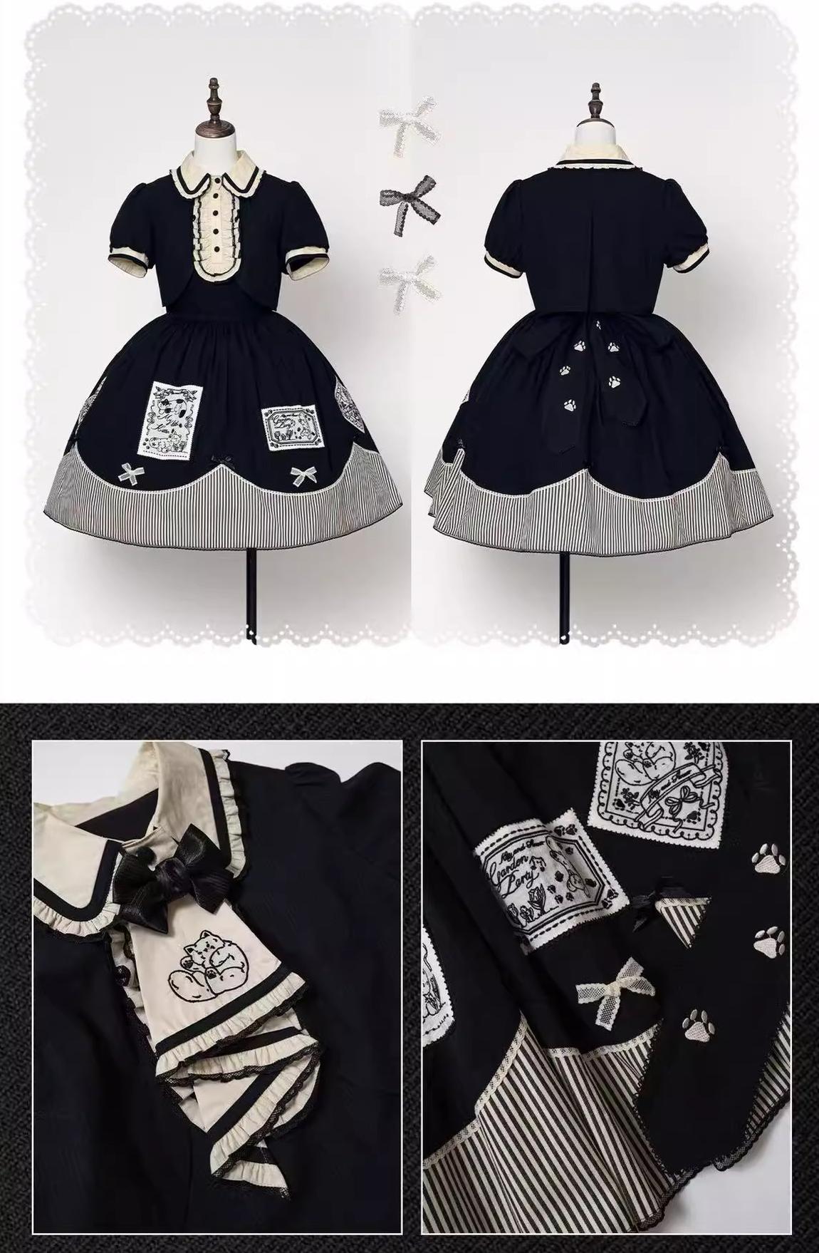 MEEKWIND - My Little Kitten - Doll-Like Lolita OP, Detachable Waist Ties 44223:799024