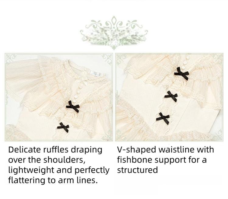 White Mist Promise - Classic Lolita Corset OP Set, Edwardian Collar & Tiered Hem 45173:838381