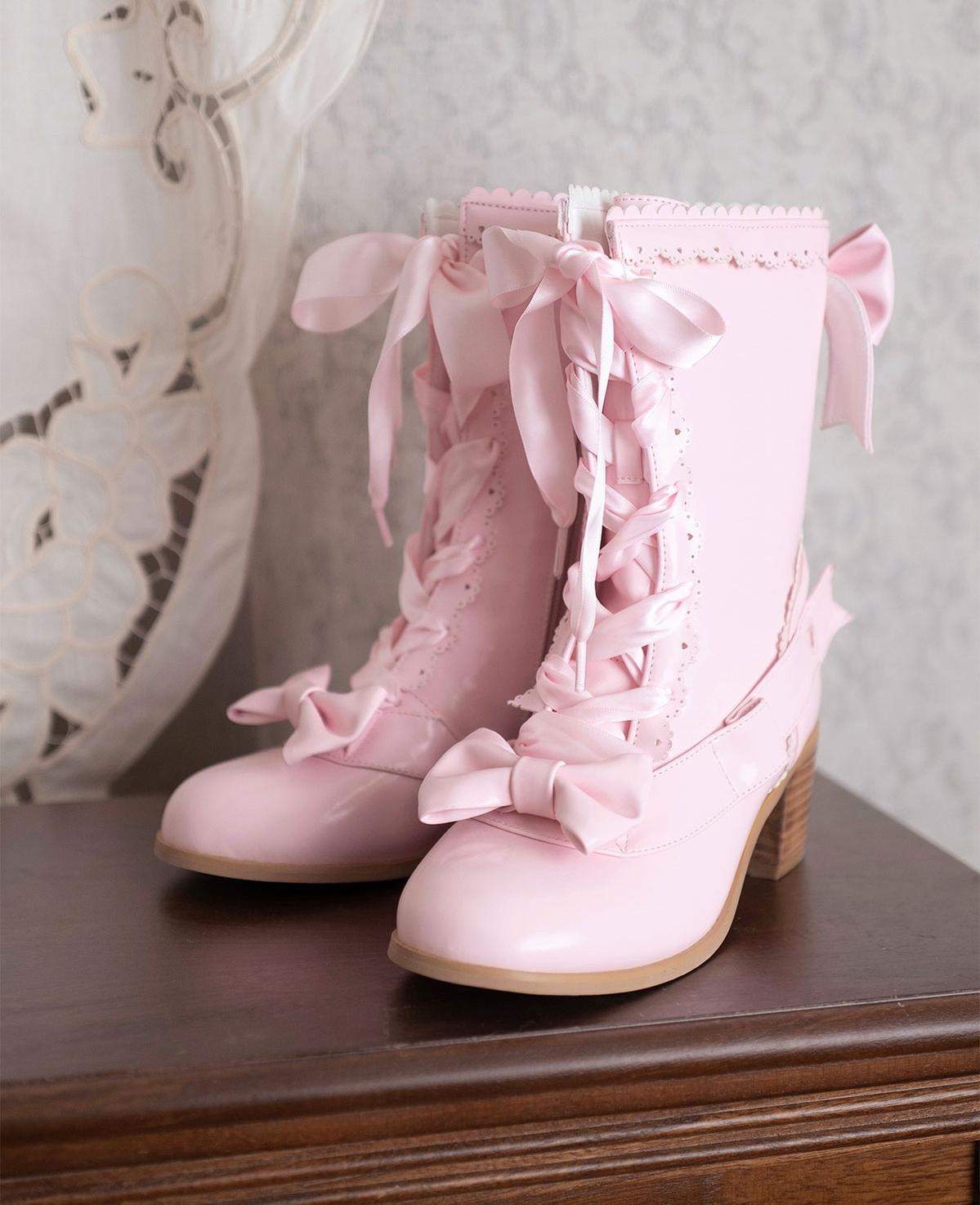 Sheep Puff - Sheepy Hooves - Kawaii Lolita Mid-Calf Boots, Side Zipper