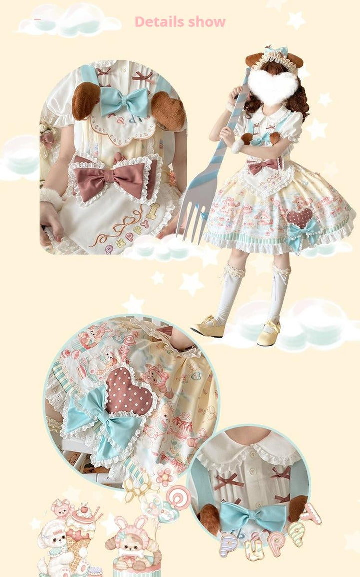 YingLuoFu~Sweet Pet Paradise~Kawaii Lolita Salopette Dress Pet Print