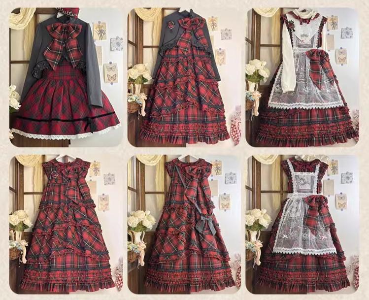 Honey Machine - Scotch Accordion - A-Line Plaid Daily Lolita JSK, Short Coat 44302:803338