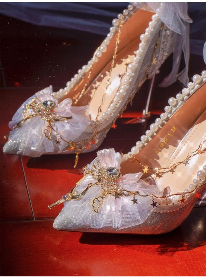 Hexagram~Sakura~Sparkling Elegant Lolita Heel Shoes With Custom Sizes