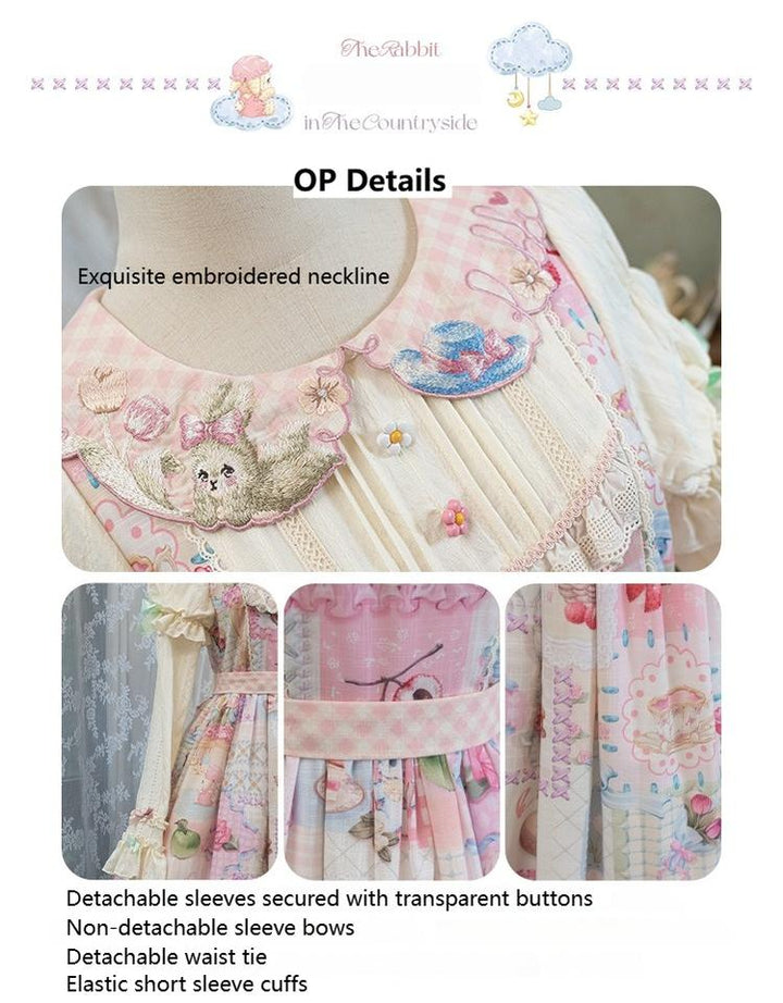 Mewroco~Country Patchwork~Sweet Lolita Dress Set Print OP SK Shirt and Camisole 41848:718970