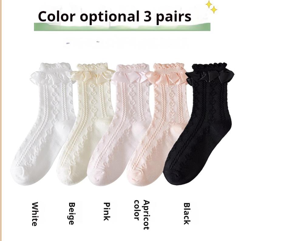 (BFM)JingChi~Sweet Lolita Socks Women's Multicolor JK Mid-Calf Socks 3 pairs (tell us the colors you want) Free size (36-39) 