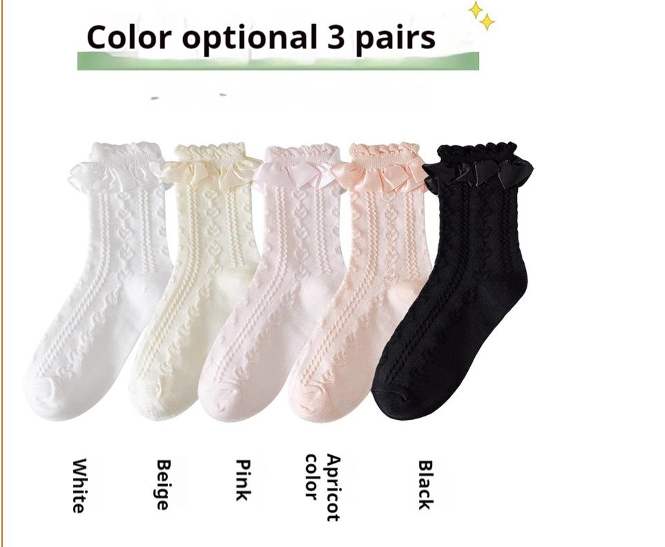 JingChi - Sweet Lolita Socks Women's Multicolor JK Mid-Calf Socks 3 Pairs (tell us the colors you want) One Size (36-39)