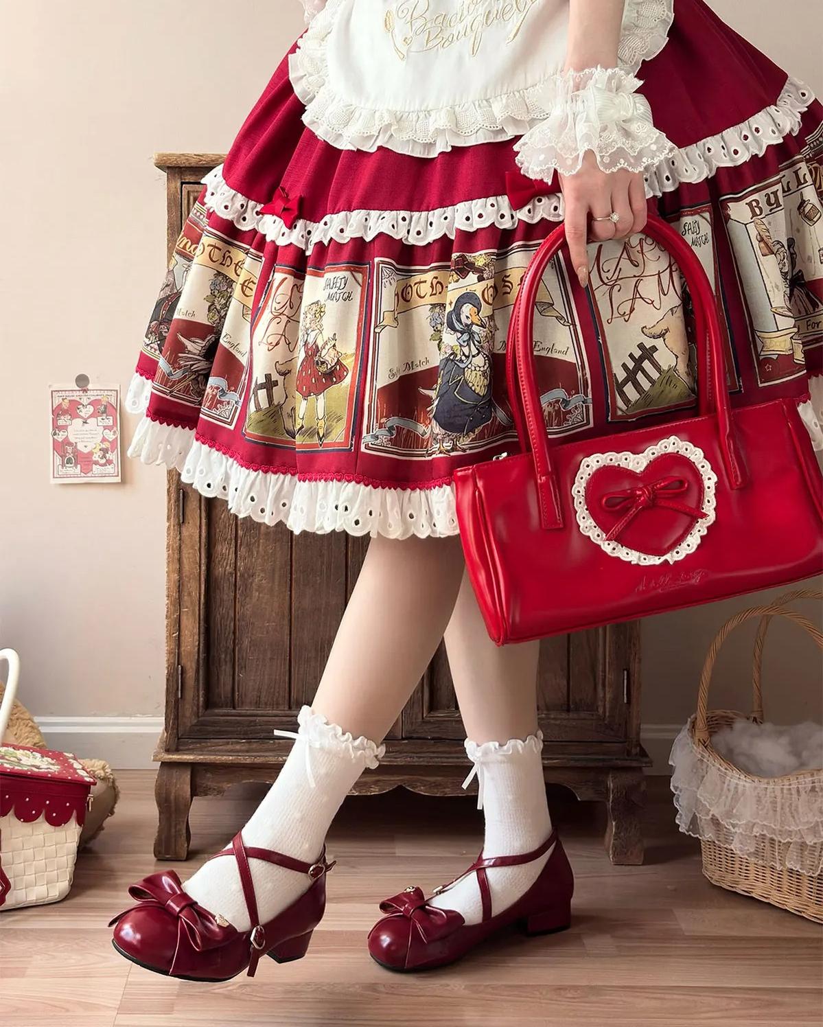 Miss Fondant - Sweet Lolita Cross Strap Shoes, Low & Mid Heels 45678:858890