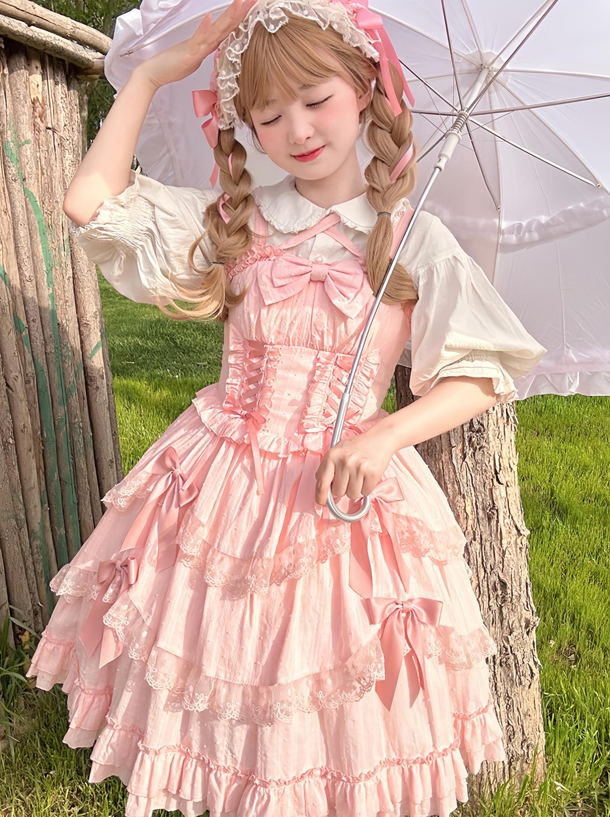 Miss Pearl - Halter Neck Sweet Lolita JSK Dress, Tiered Skirt
