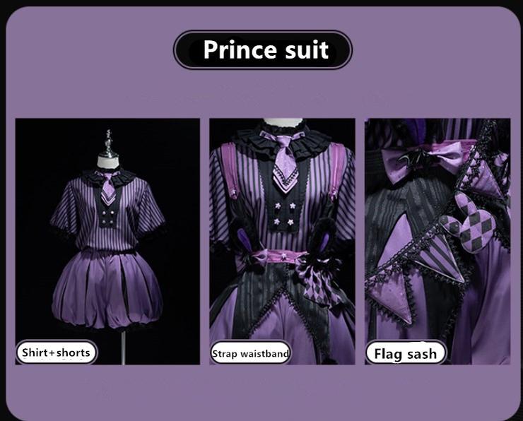 Forest Fluorescent Carps~Ouji Lolita OP Dress Circus Lolita Strip Prince Suit 38690:596630
