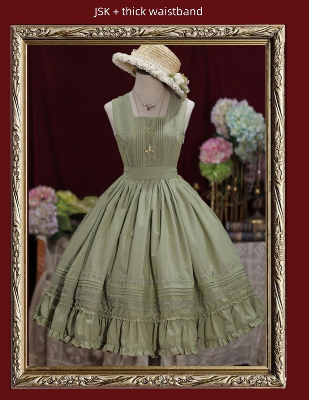 Tiny Garden~Nocturne Reminiscence~Elegant Lolita JSK Dress Multi-Wear Apron Dress Set S Matcha green JSK only 