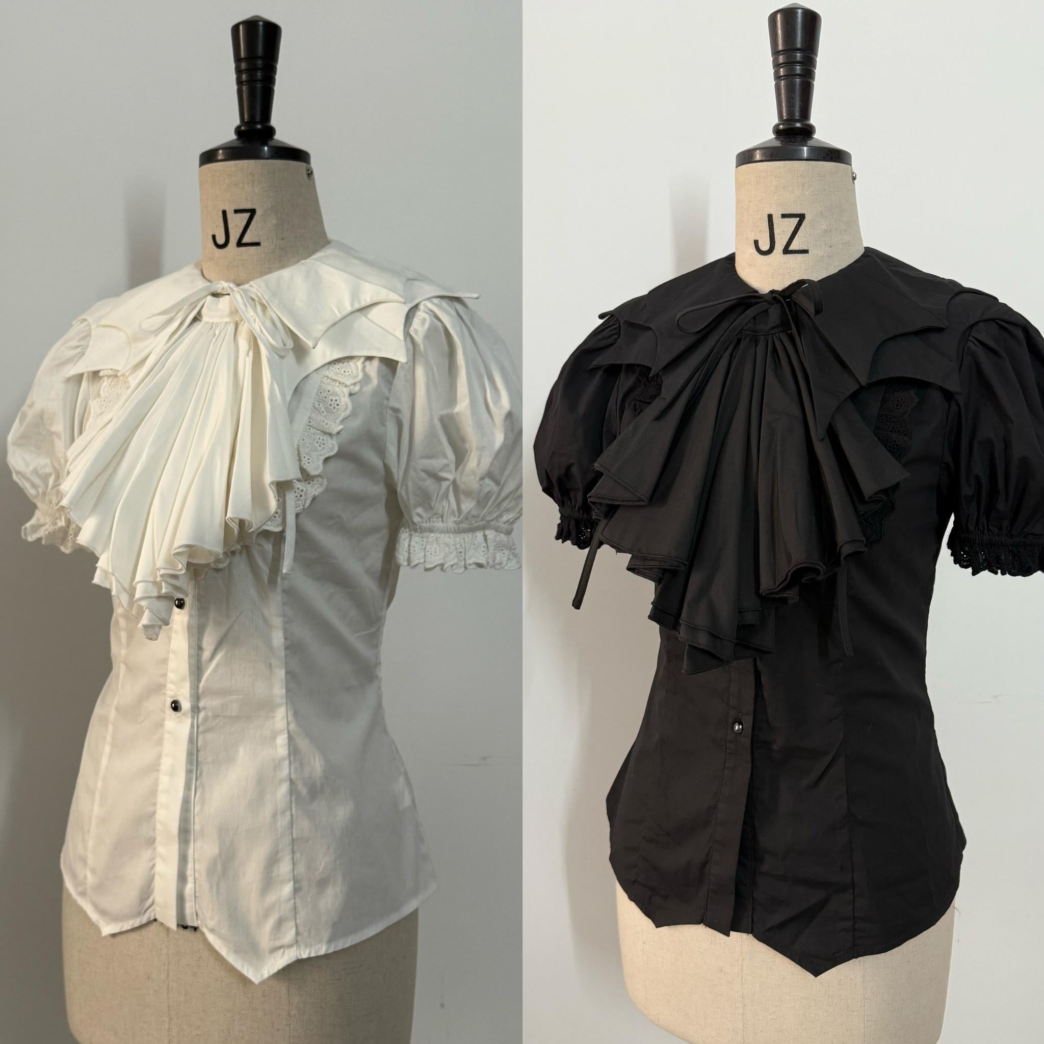 Gazing Galactic - Dusk Melody - Gothic Lolita Bat Shaped Collar Shirt, Detachable Jabot 44089:795701