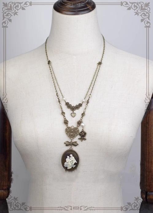 Rose of Sharon~Floral Love~Vintage Lolita Necklace Pearl Chain   