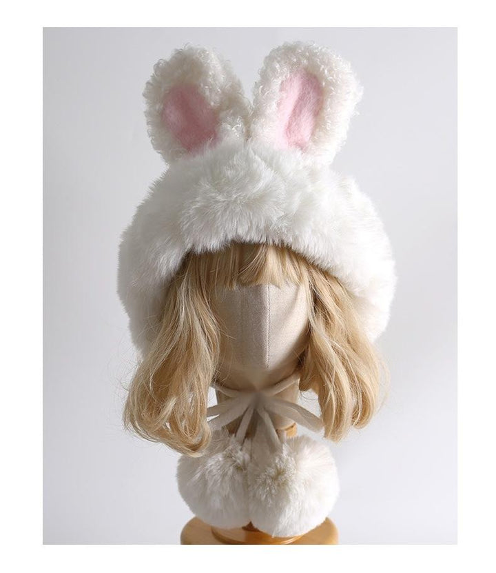 Xiaogui~Winter Kawaii Lolita Hat Plush Warm Hat with Pom-Poms