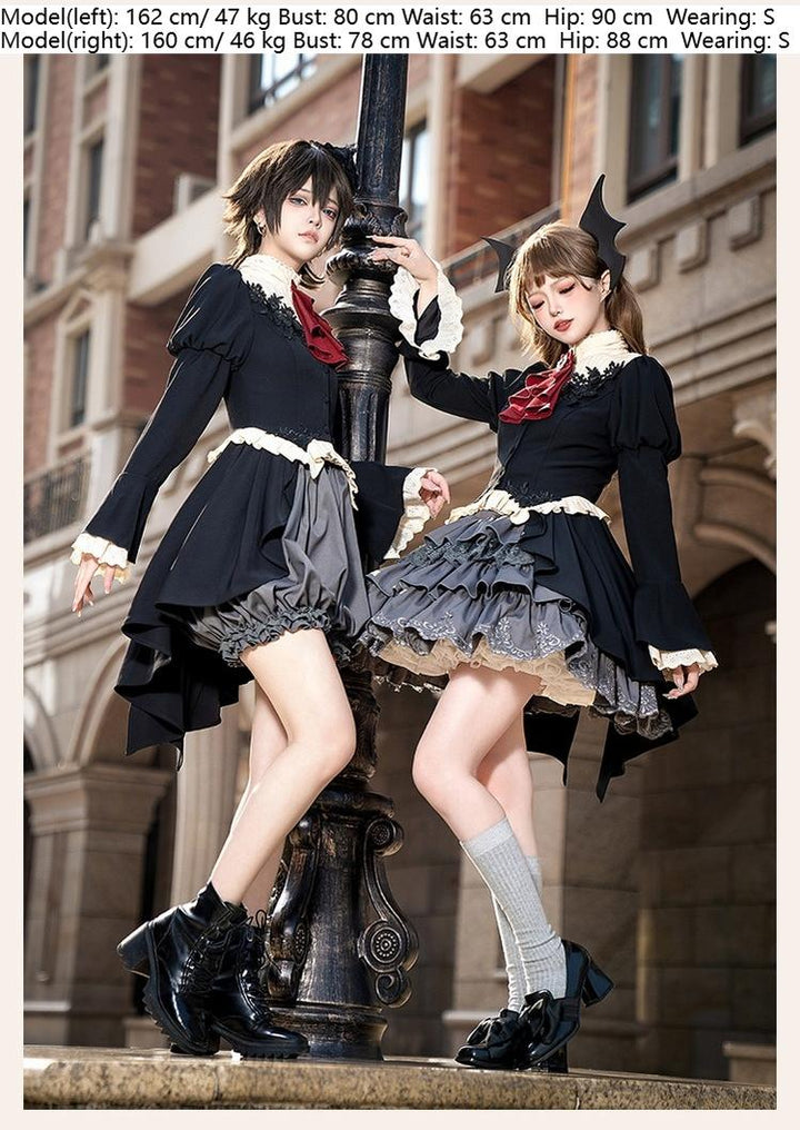 With PUJI~Night Feast~Gothic Lolita Suit Ouji Lolita Tailcoat Tiered Skirt Shorts