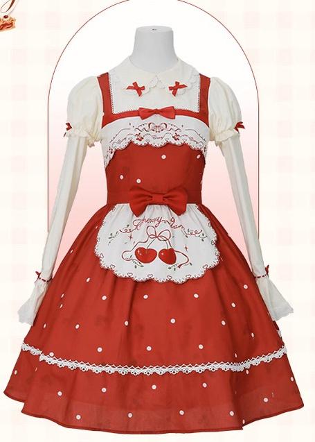 Mademoiselle Pearl~Cherry~Christmas Winter Lolita OP Dress S OP 