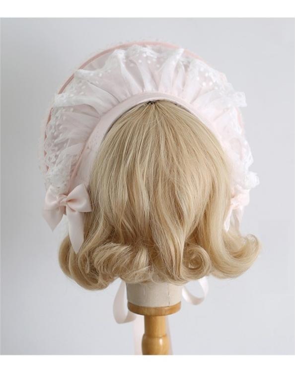 Xiaogui - Sweet Lolita Headwear Set BNT/Hat/Headband/Cuffs With Lace