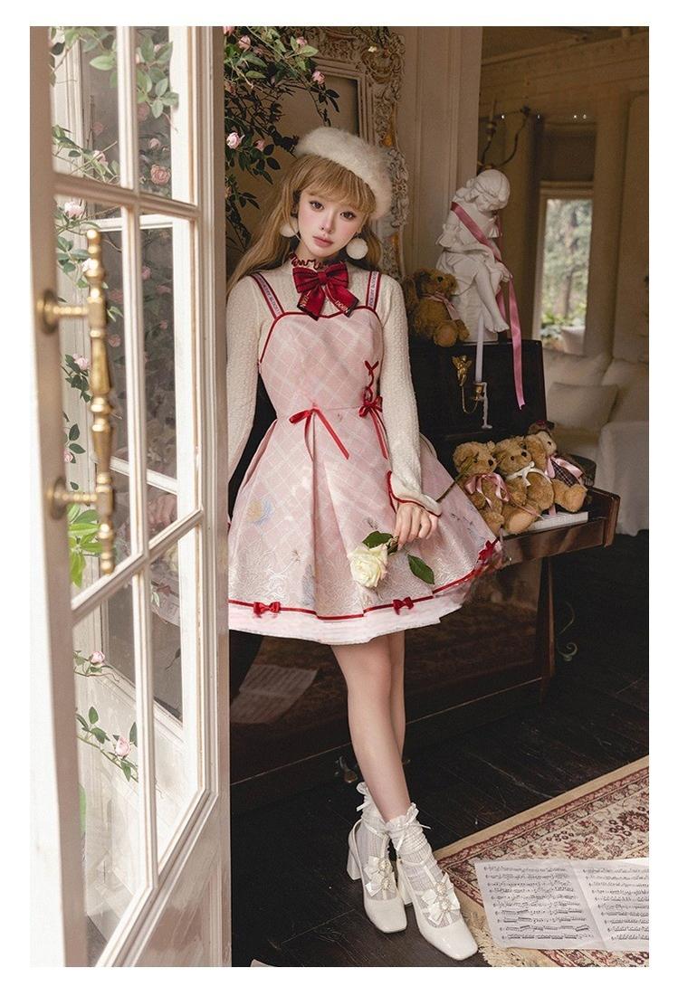 Nikki Tomorrow~Poetic Bloom~Pink Sweet Lolita JSK Dress and Sweater