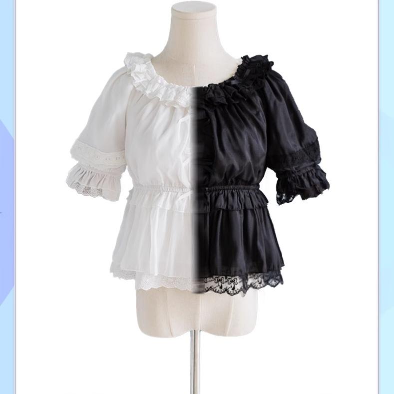 OCELOT~Sweet Lace Lolita Blouse Double-Wear Short Sleeves Shirt   